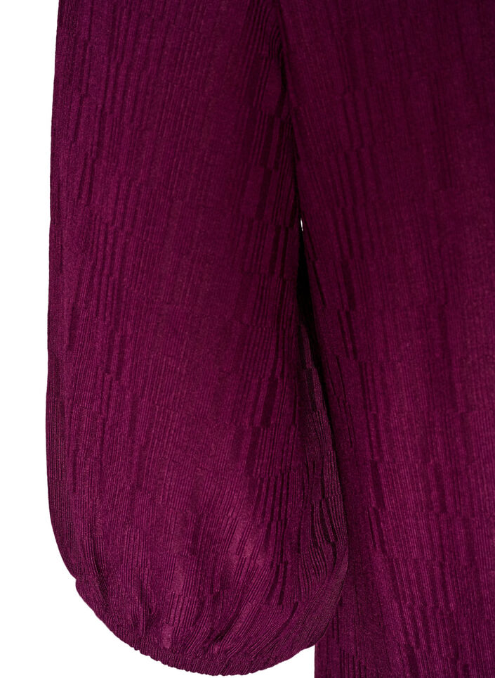 Robe &agrave; effet ballon et texture structur&eacute;e, Bordeaux, Packshot image number 3