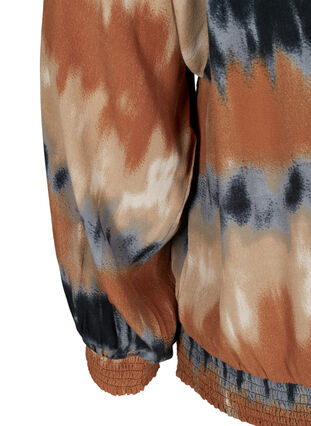 Viscose blouse met smokwerk en print, Night Sky AOP, Packshot image number 3