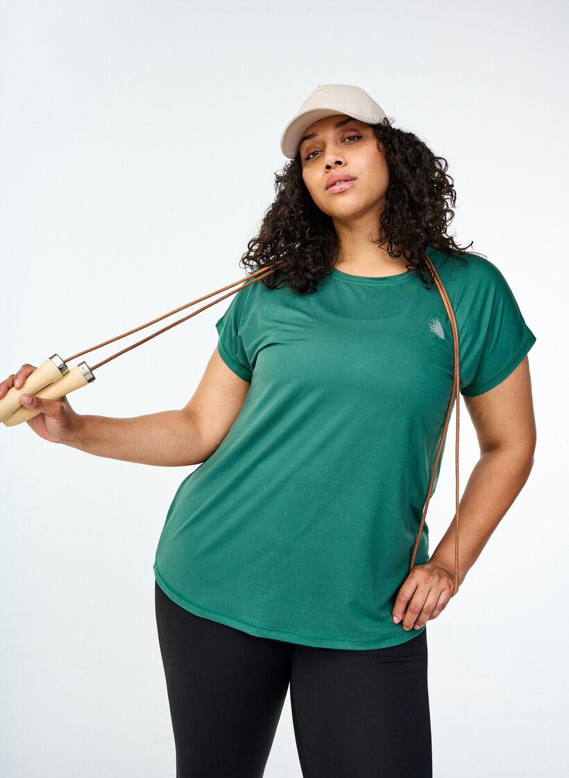 Effen gekleurd T-shirt voor sporten, Groen, Image image number 0