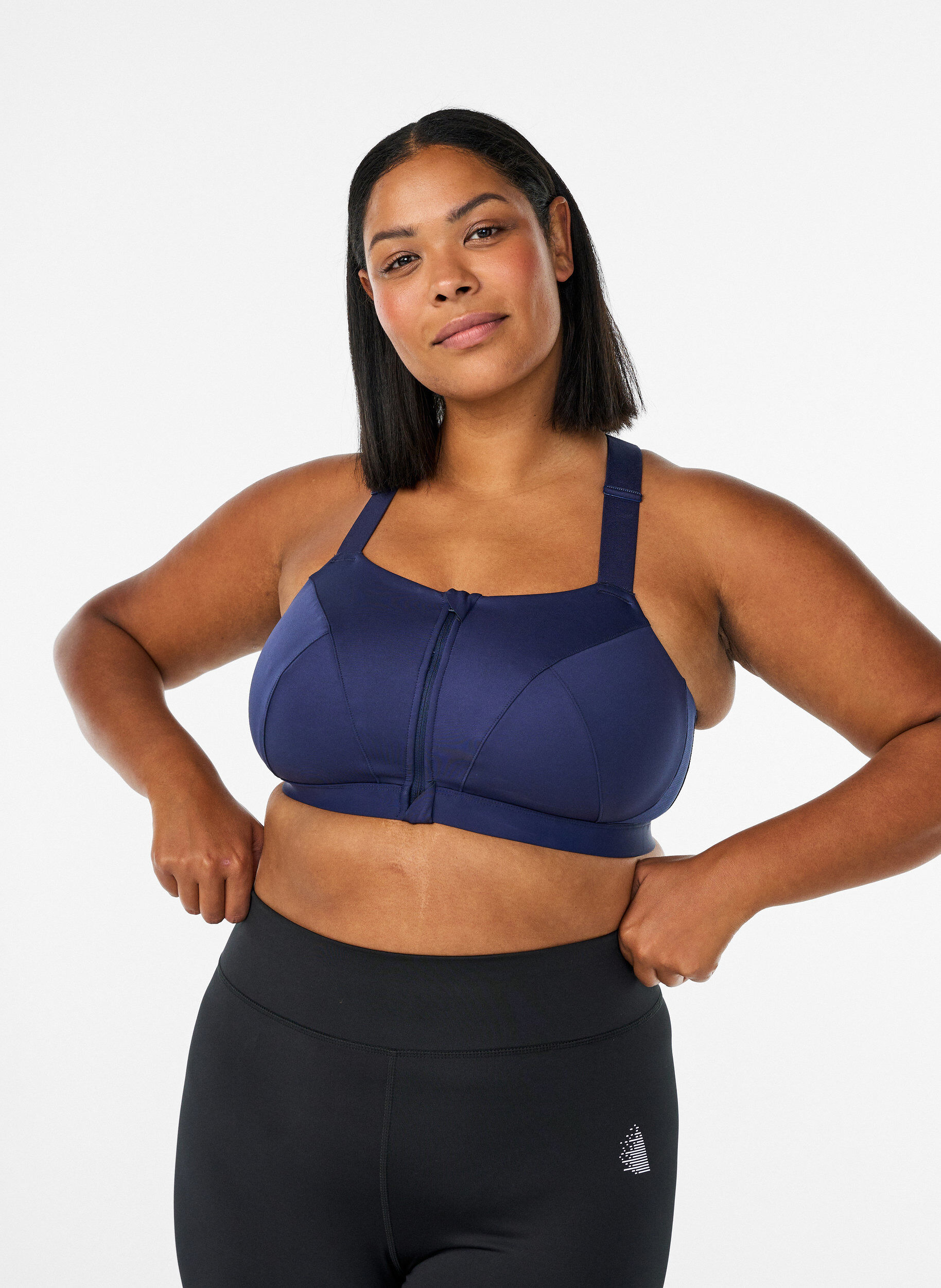 Brassi&egrave;re de sport avec fermeture sur le devant et maintien &eacute;lev&eacute;, Bleu, Model