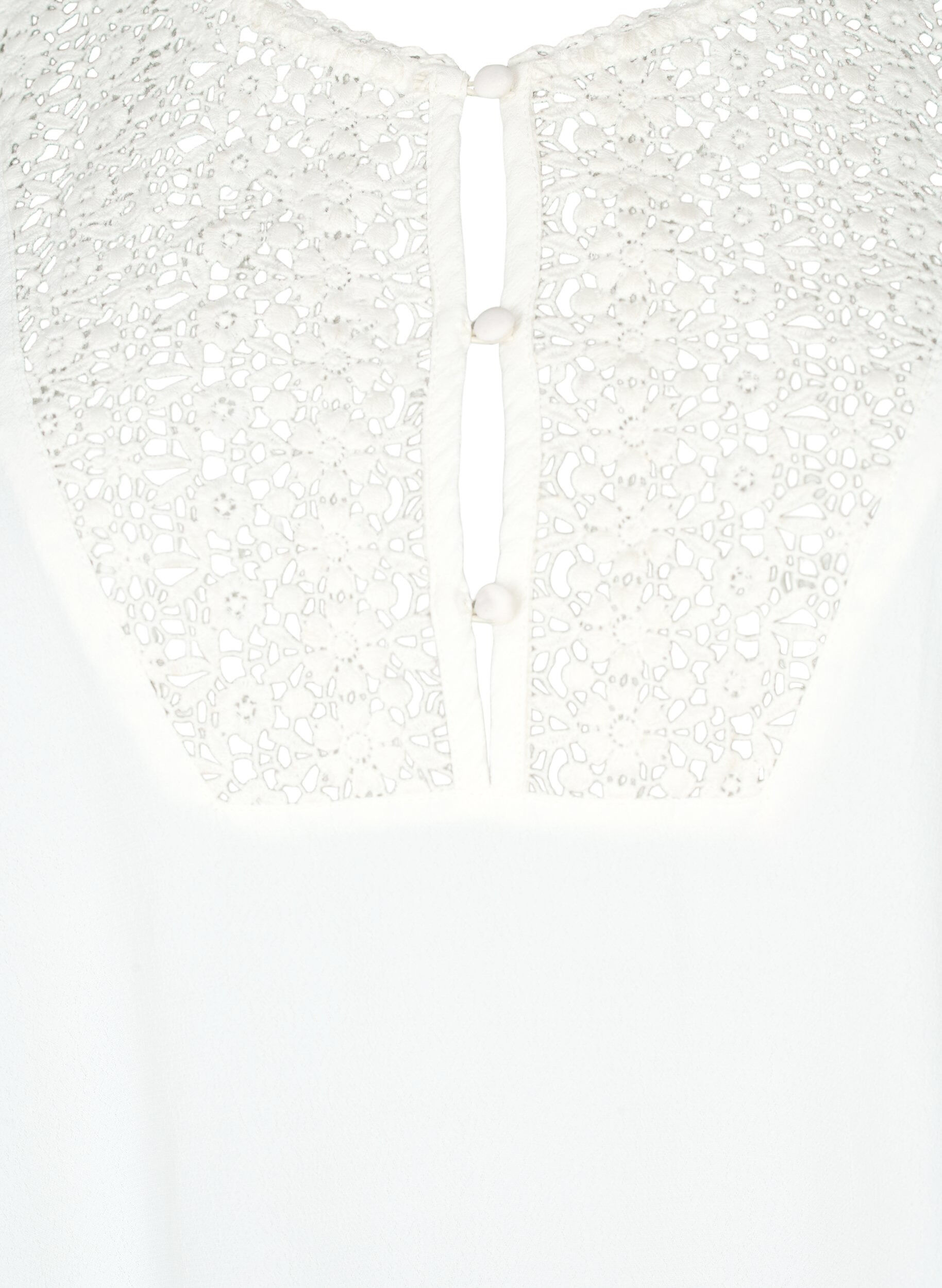 Zizzi Blouse en viscose &agrave; manches mi-longues et d&eacute;tail brod&eacute;, Snow White, Packshot image number 2