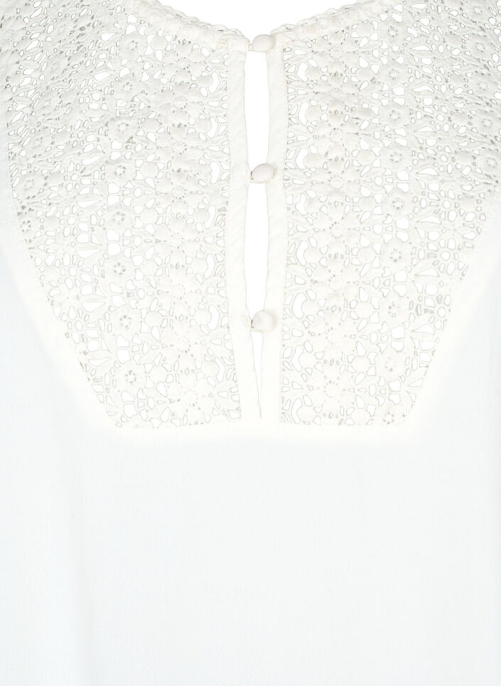 Blouse en viscose &agrave; manches mi-longues et d&eacute;tail brod&eacute;, Snow White, Packshot image number 2