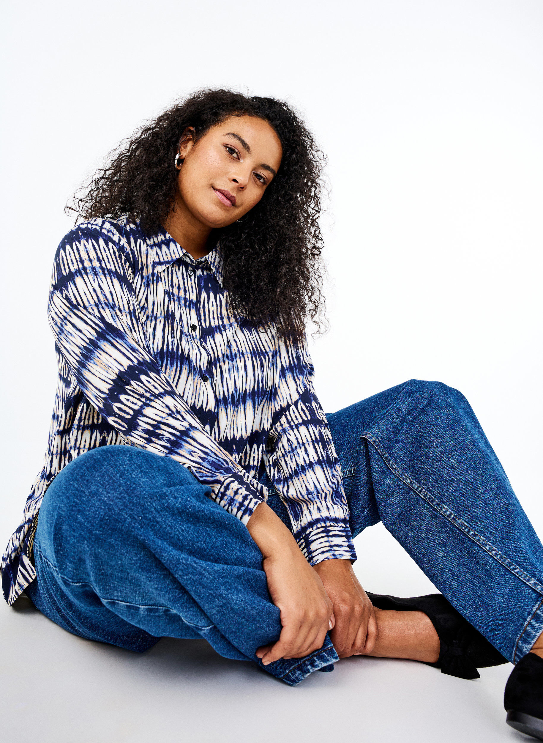 Zizzi Chemise &agrave; motifs, Bleu, Image image number 0