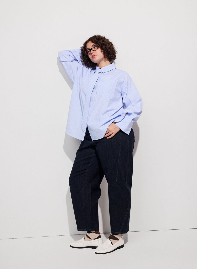 Losvallend shirt met strik, Blauw, Image image number 0
