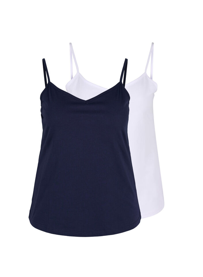 Lot de 2 hauts basiques en coton, Navy B/B White, Packshot image number 0
