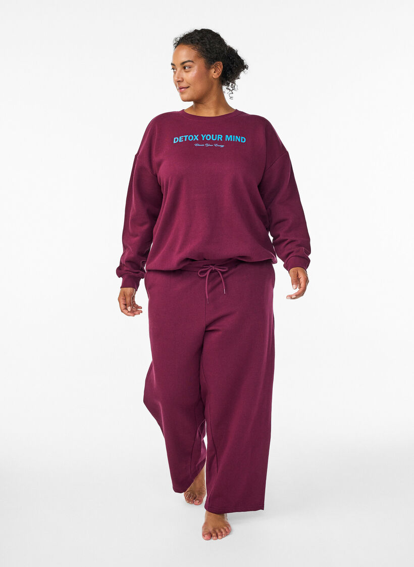 Het sweatshirt met tekstprint, Donker Bordeaux, Model image number 1