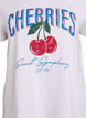 T-shirt en coton avec imprim&eacute; fruits et texte, Blanc, Packshot image number 2