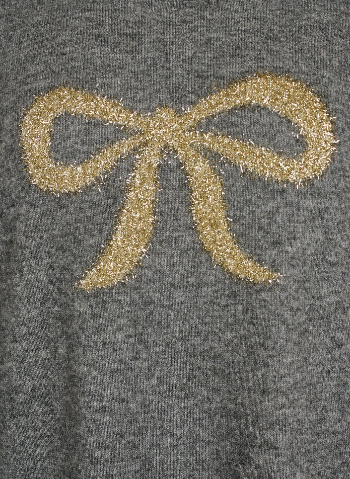 Gebreide jumper met glitterstrik, Grijs, Packshot image number 2