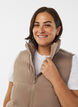 Korte puffer bodywarmer met hoge kraag, Bruin, Model image number 3