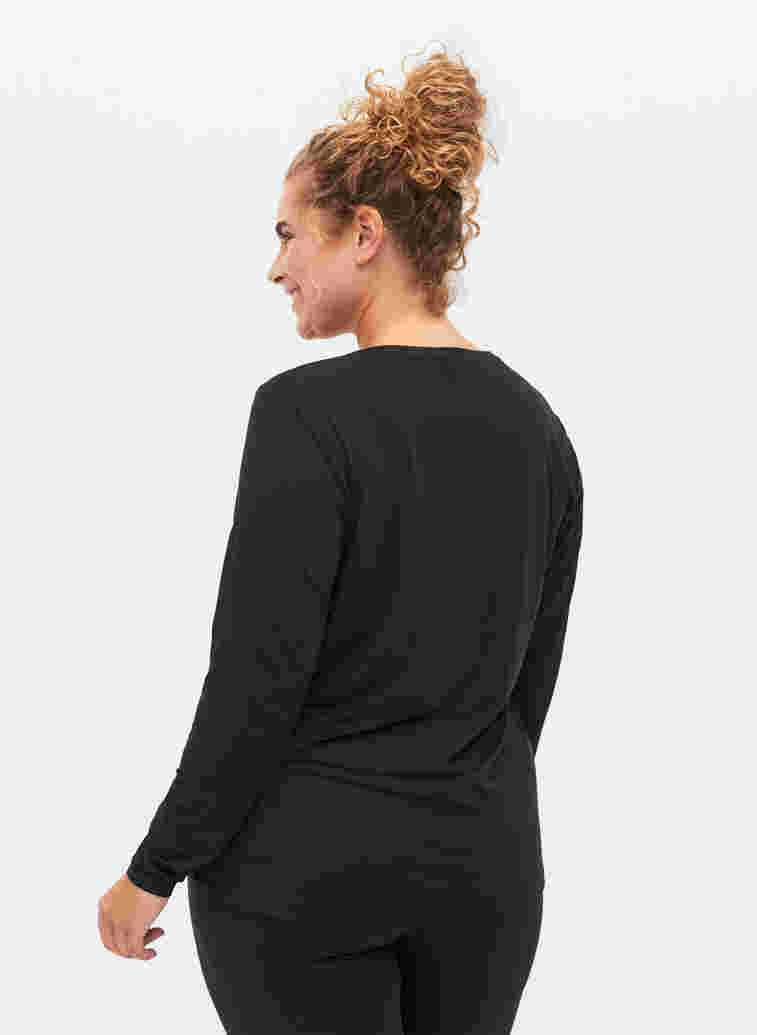 T-shirt fitness à manches longues, Black, Model image number 2