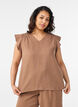 Top sans manches en mousseline de coton avec volants, Marron, Model image number 0