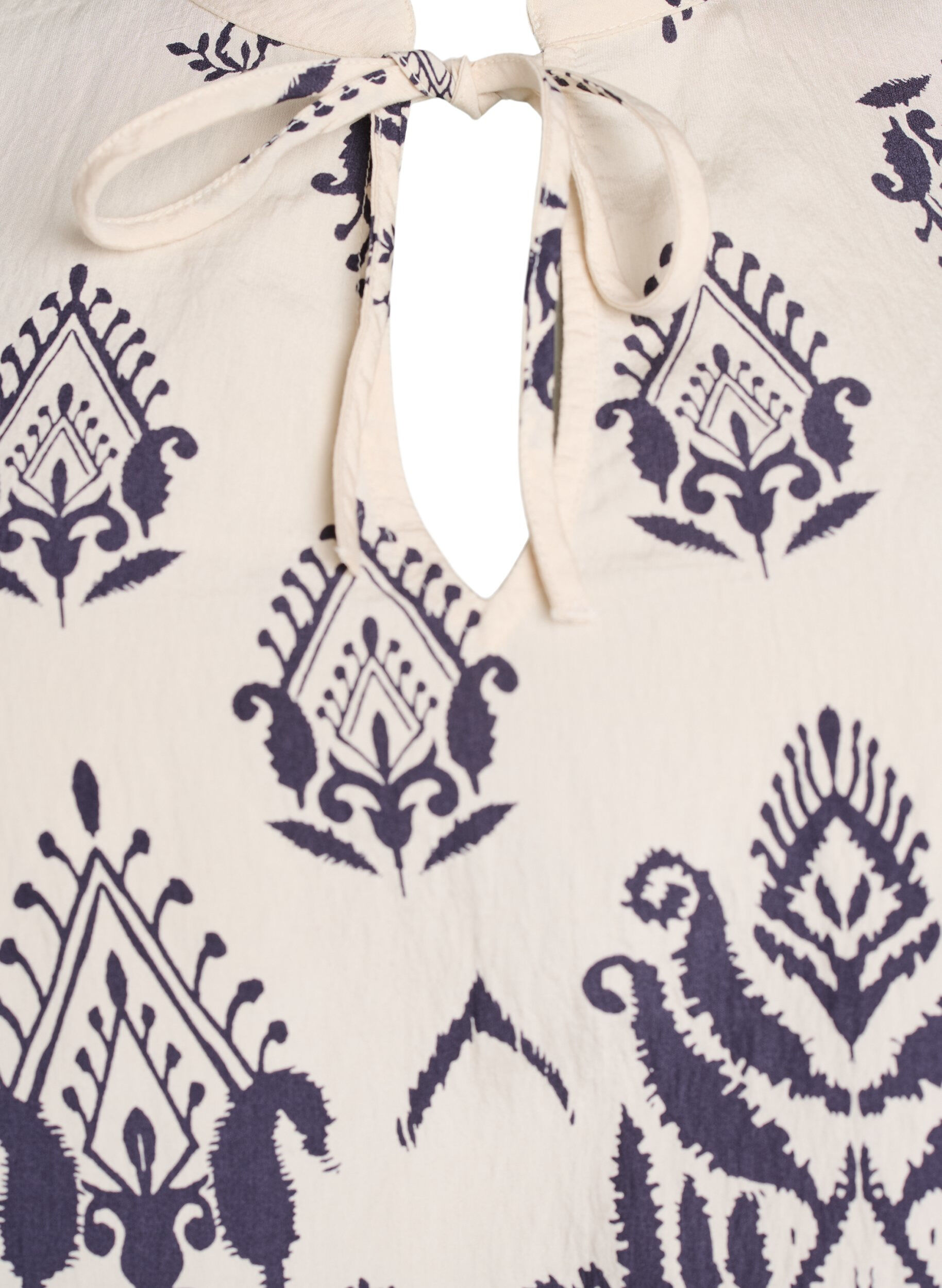ZizziMouwloze blouse met ruche en print, Beige, Packshot image number 2