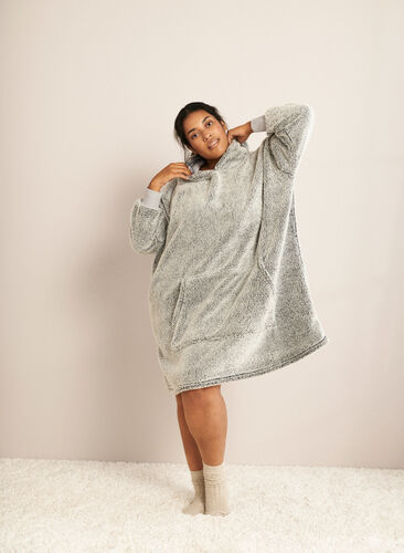 Robe en peluche surdimensionnée avec poche, Grey Melange, Image image number 0
