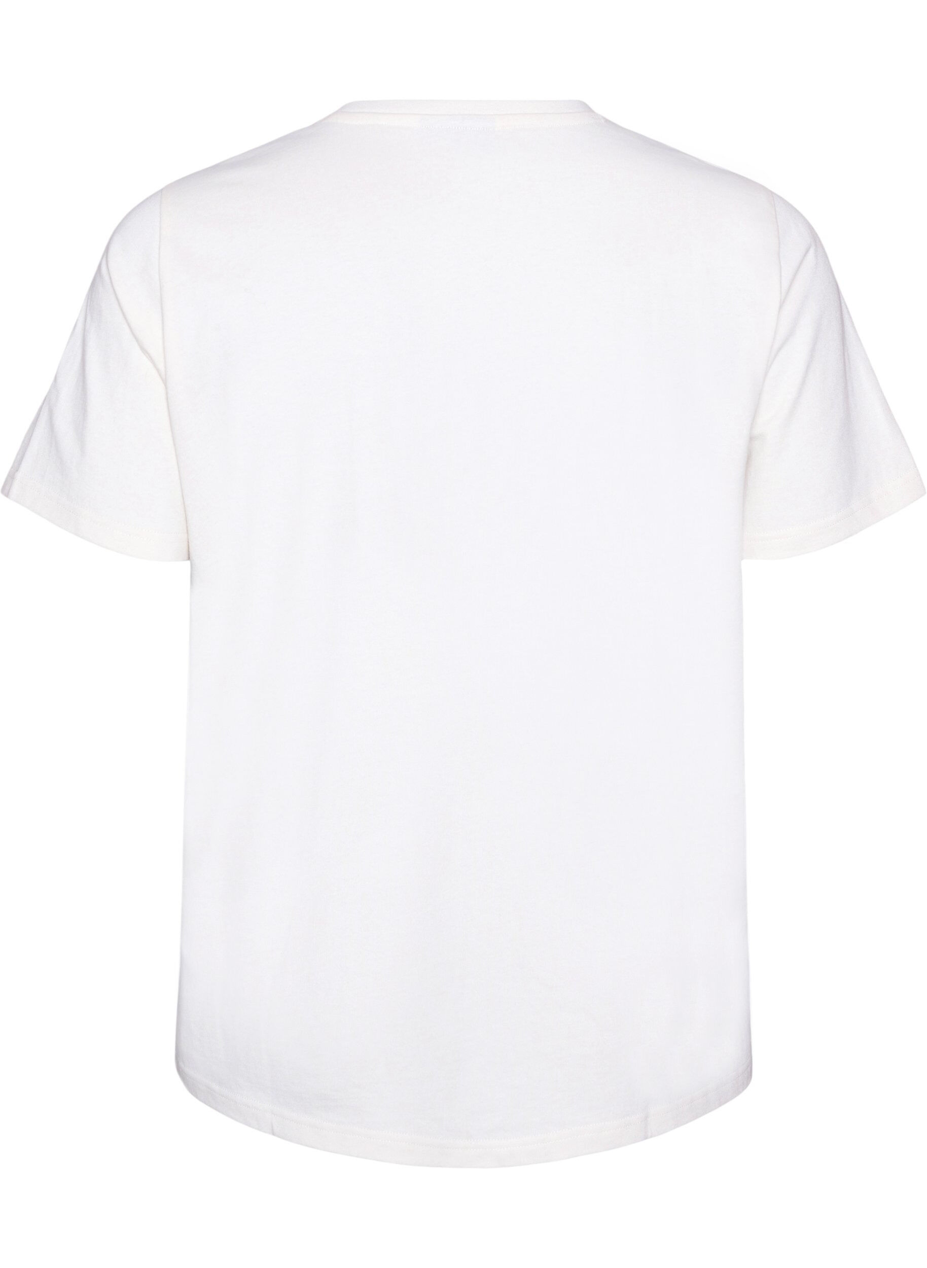 ZizziT-shirt en coton avec texte imprim&eacute;, Blanc, Packshot image number 1