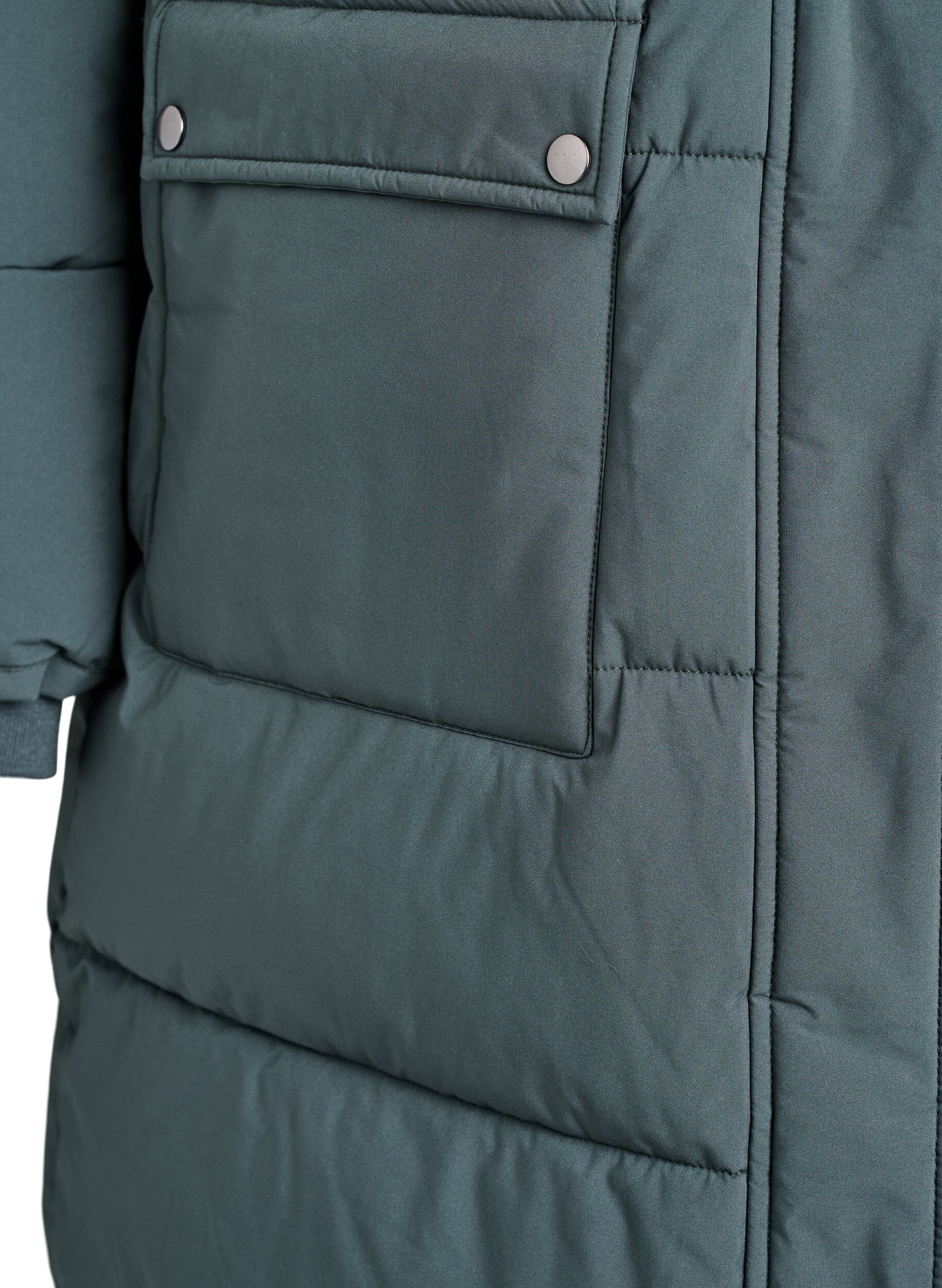 Zizzi Parka d&eacute;perlante avec col en fausse fourrure, Vert fonc&eacute;, Packshot image number 3