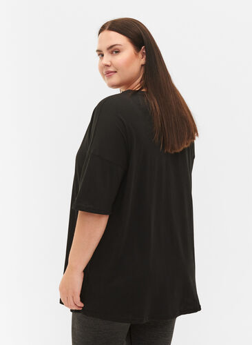 T-shirt en coton imprimé, Black/Dubarry, Model image number 1