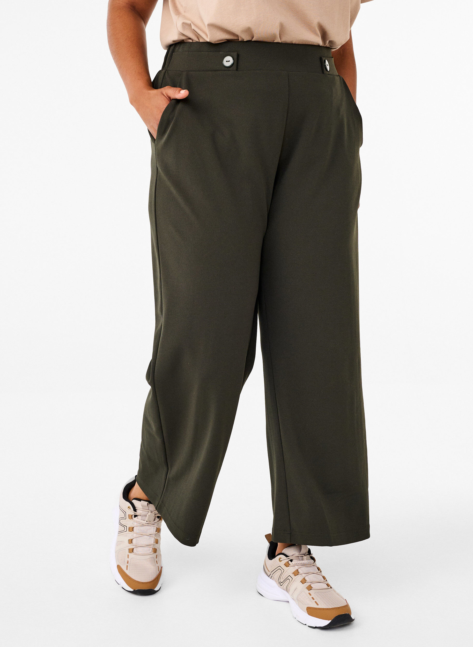 ZizziLosse broek met zakken, Groen, Model image number 2