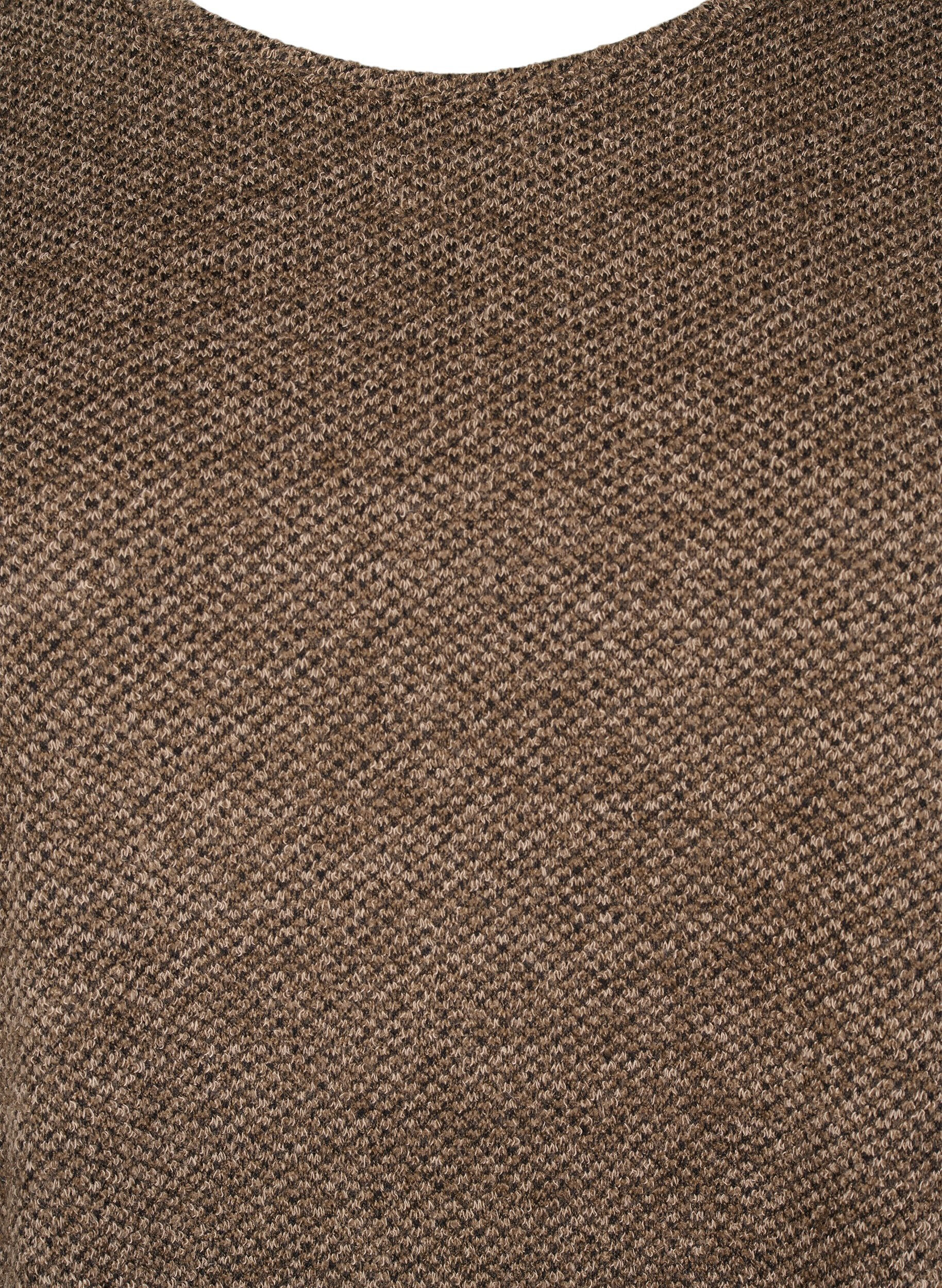 ZizziMelange Blouse met een rond halsje en lange mouw, Caribou, Packshot image number 2