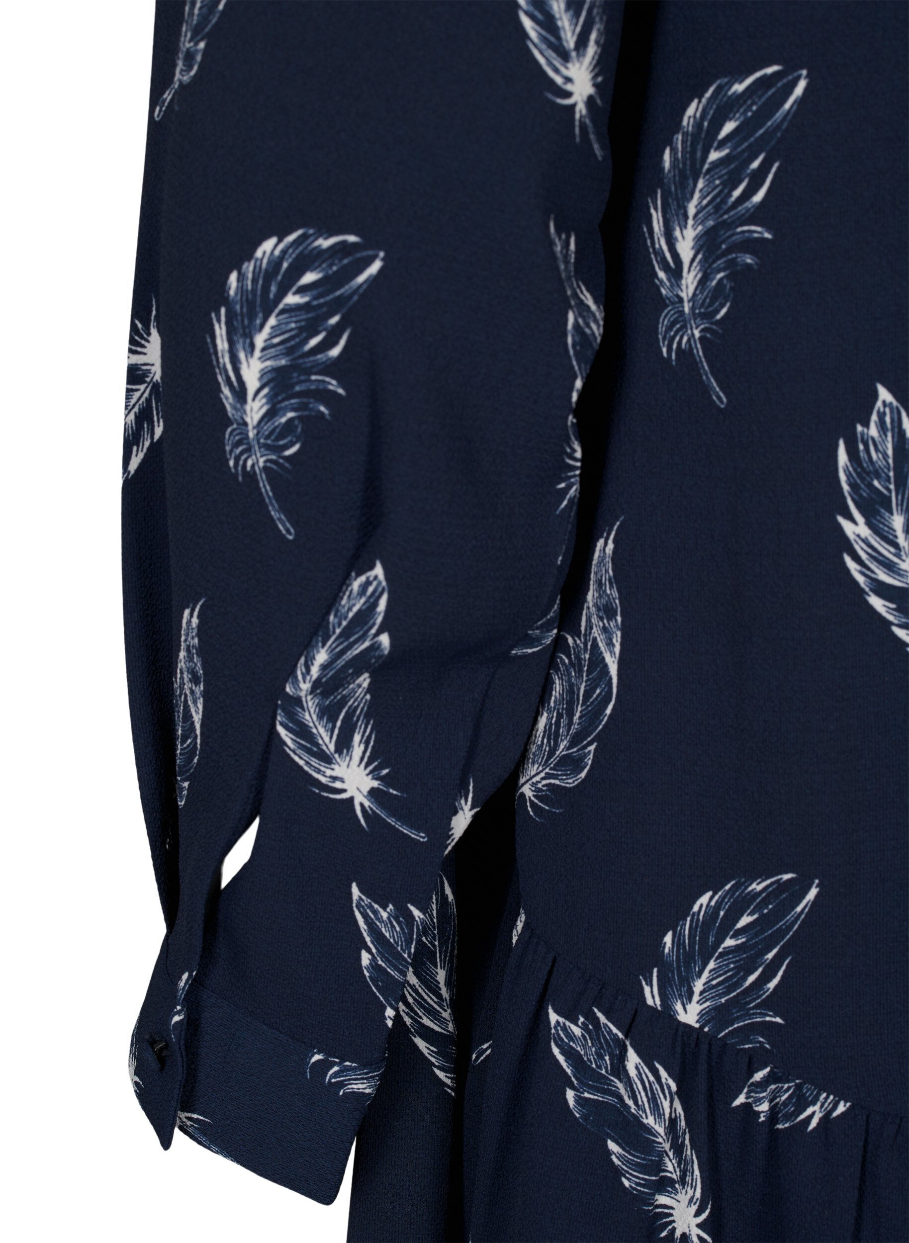 Zizzi Robes midi &agrave; manches longues, Navy B. Feather AOP, Packshot image number 3