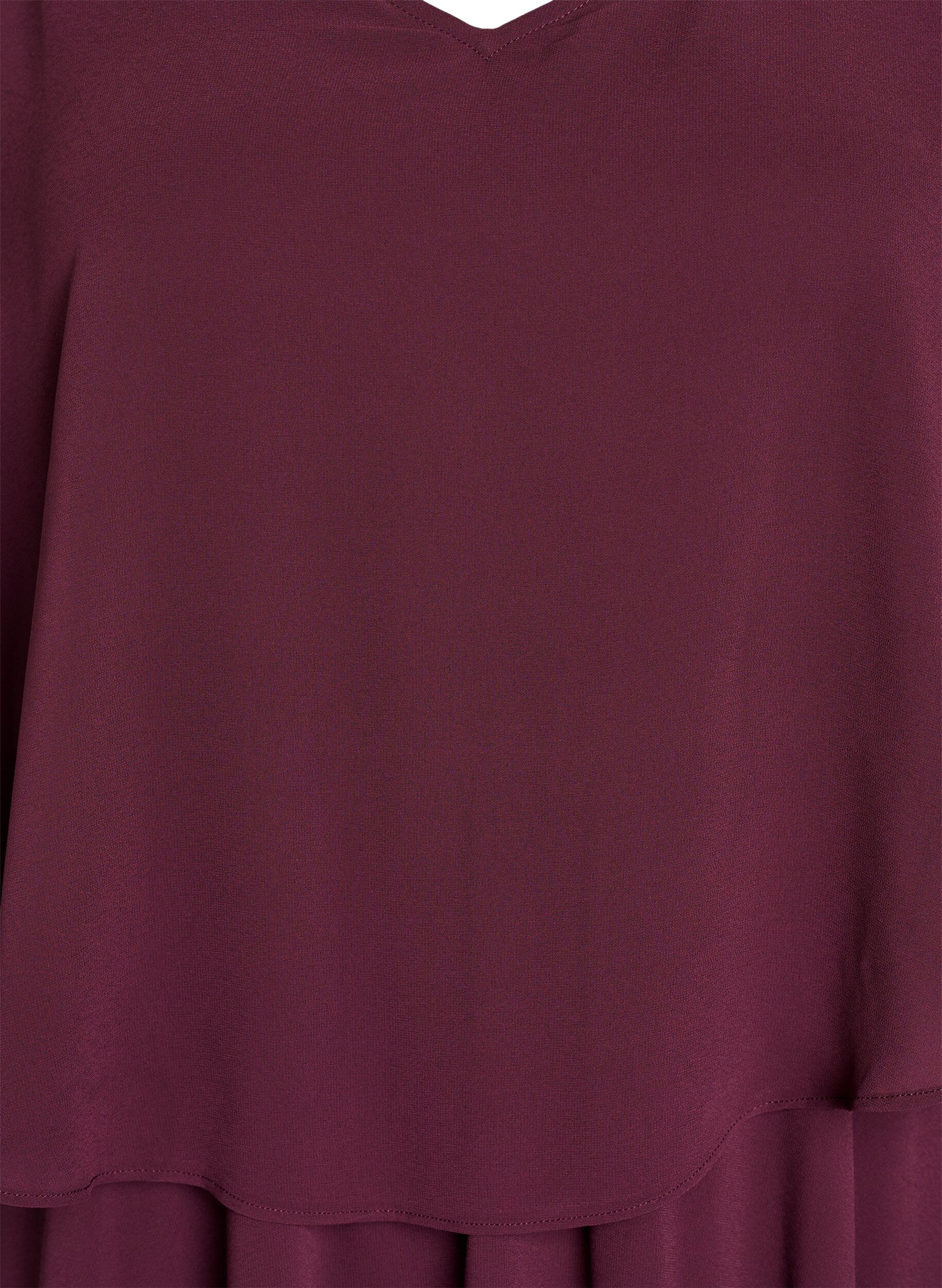 Zizzi Robe longue de ligne A avec des manches courtes, Bordeaux, Packshot image number 2