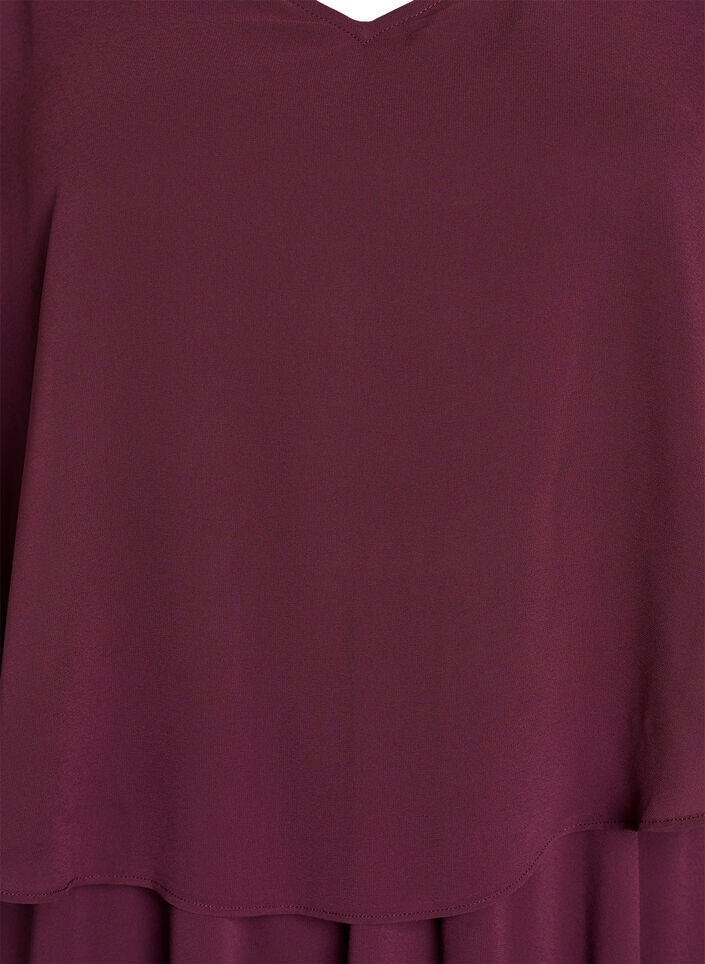 Robe longue de ligne A avec des manches courtes, Bordeaux, Packshot image number 2