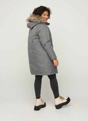 Veste d'hiver imperméable avec capuche, Medium Grey Melange, Model image number 1