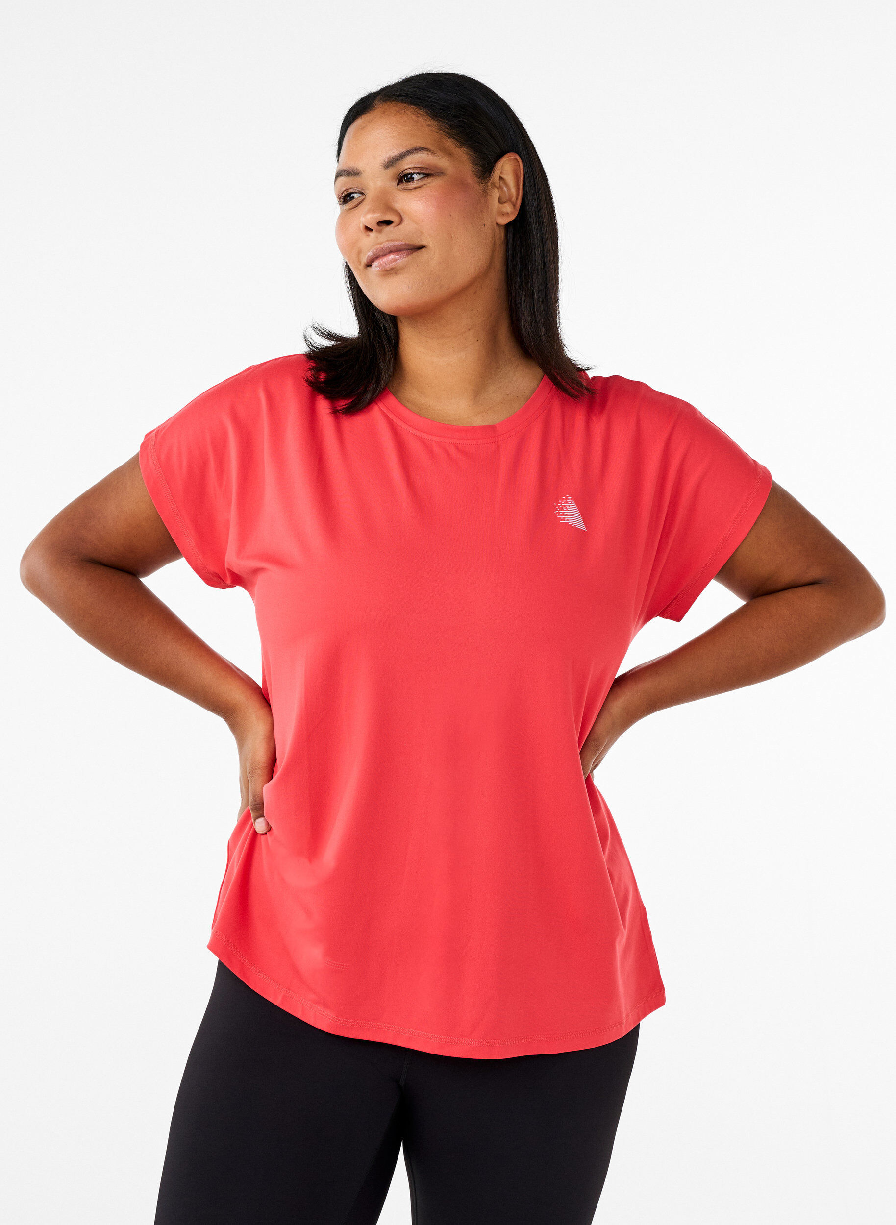 Zizzi T-shirt de sport uni, Rouge, Model image number 0
