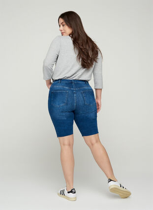 Short en jean Amy taille haute, Blue denim, Model image number 1
