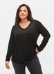 Blouse met similisteen en lange mouwen, Black, Model image number 0