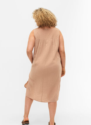 Mouwloze midi-jurk van katoen, Natural, Model image number 1