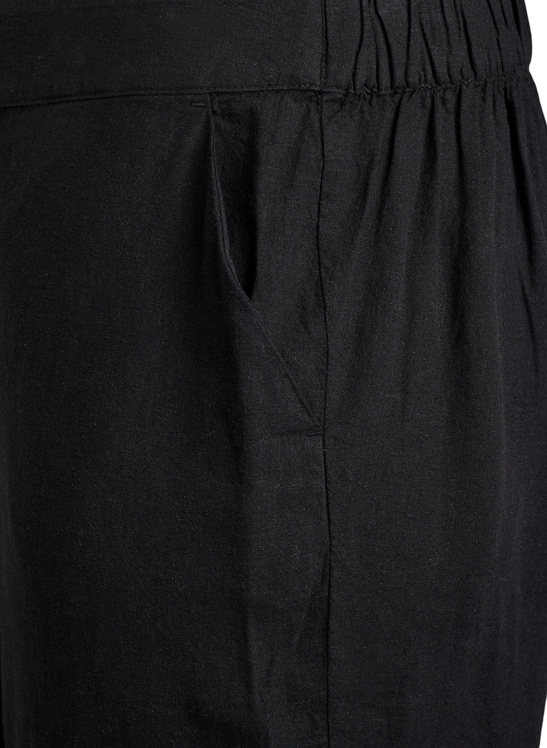ZizziPantalon ample en lin et viscose, Noir, Packshot image number 2