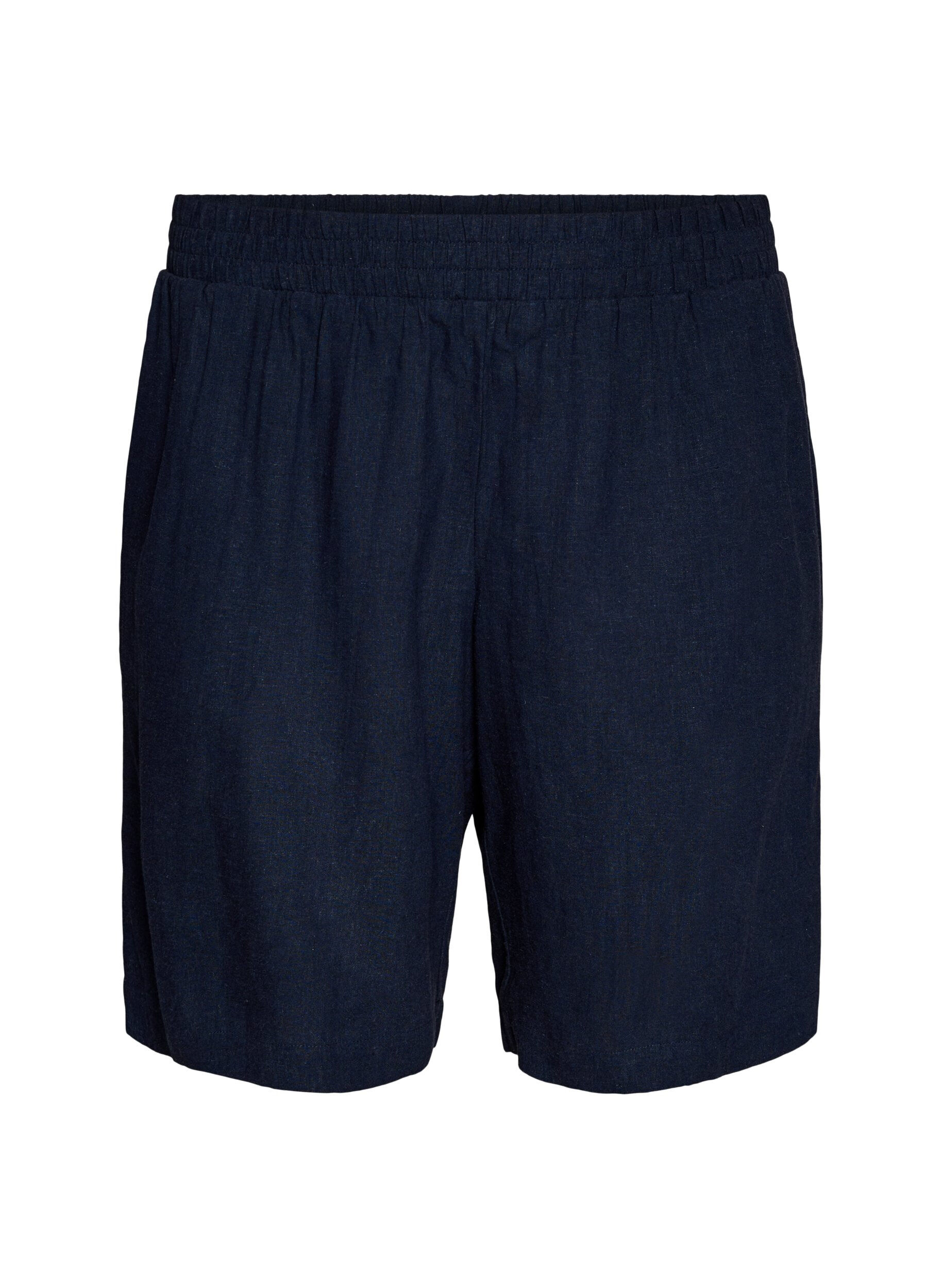 Shorts met hoge taille in linnen en viscose