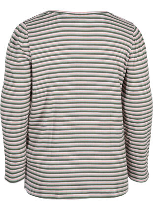 Gestreepte blouse met lange mouwen, Rosa/Green Stripe, Packshot image number 1