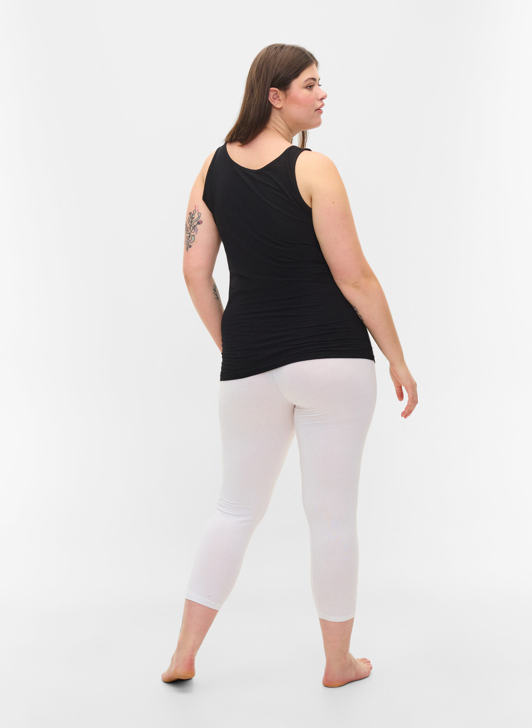 ZizziBasic 3/4 legging, Bright White, Model image number 1