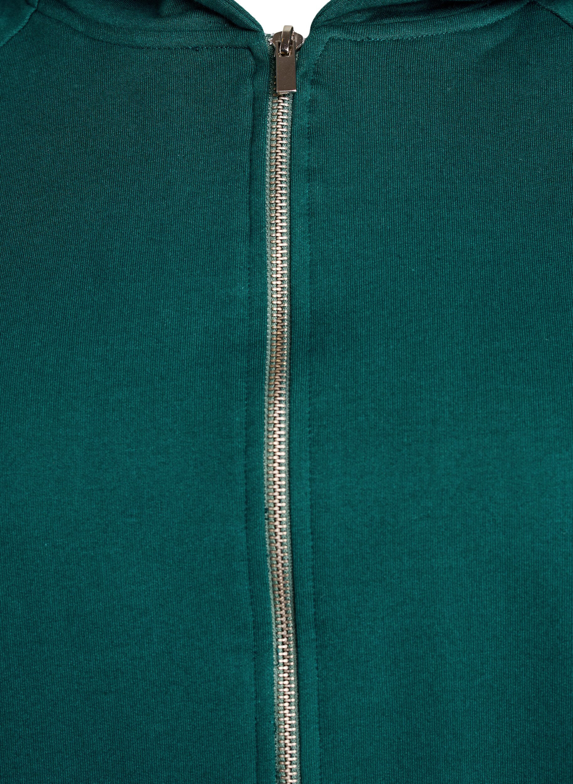 ZizziHoodie met ritssluiting en achterkant print, Groen, Packshot image number 2