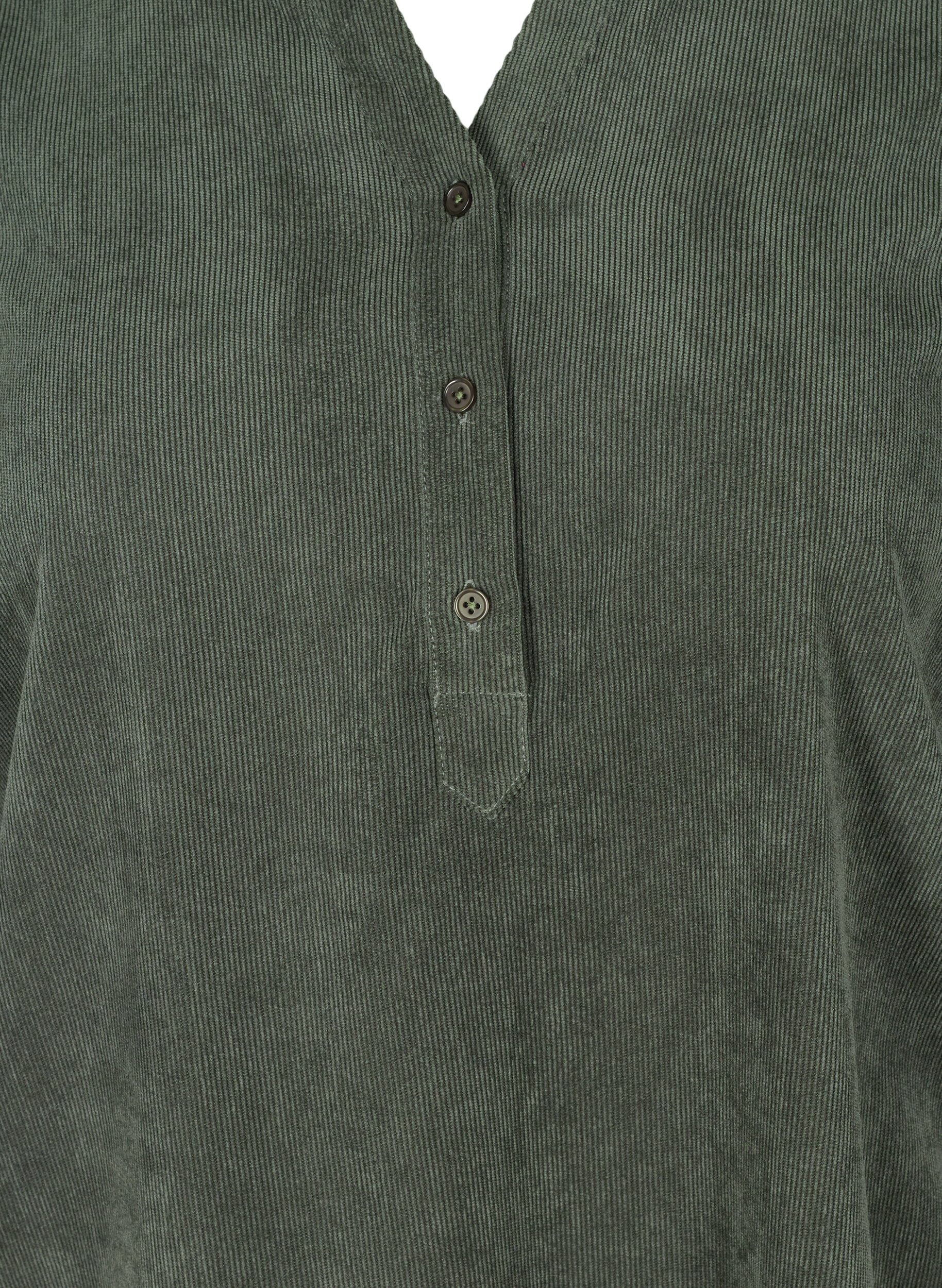 ZizziFluwelen jurk met 3/4 mouwen en knopen, Deep Forest, Packshot image number 2