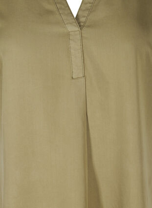 Robe à manches courtes avec col en V, Dusky Green, Packshot image number 2