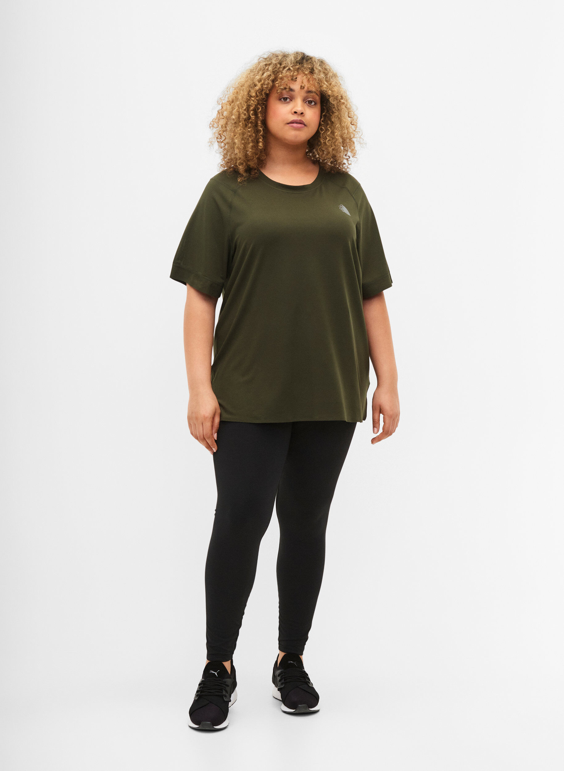 ZizziTrainings-T-shirt met korte mouwen en ronde hals, Forest Night, Model image number 2