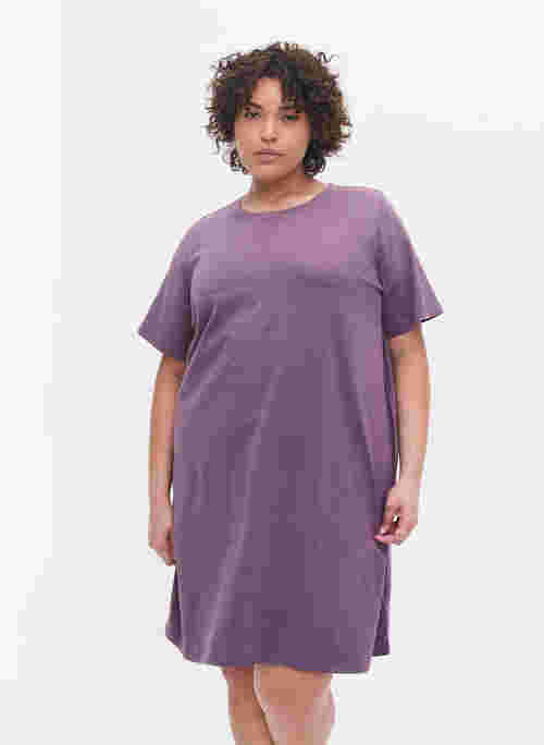 Gemêleerd t-shirt pyjama jurk met korte mouwen