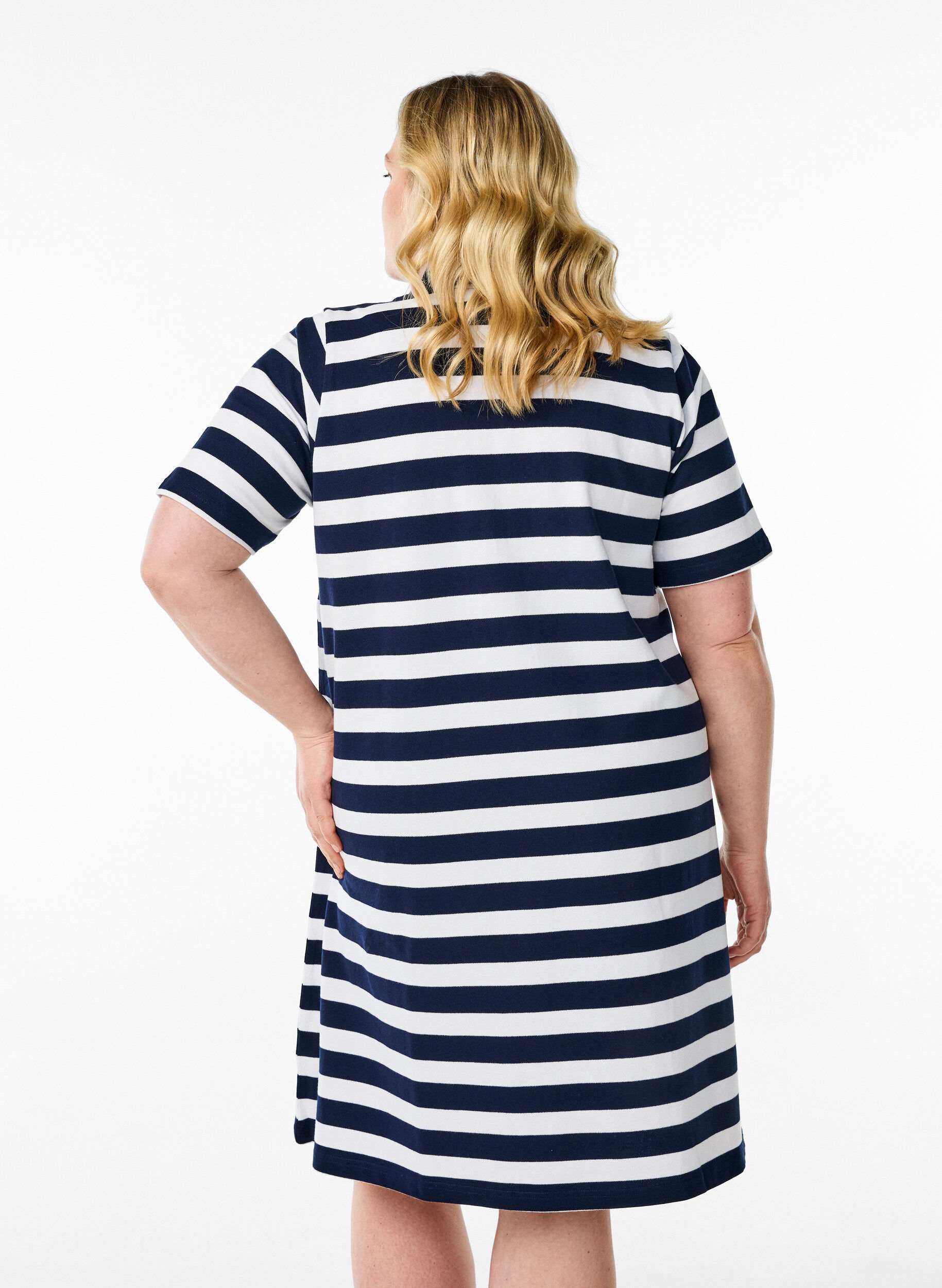 ZizziKorte A-lijn polojurk, Blauw, Model image number 2