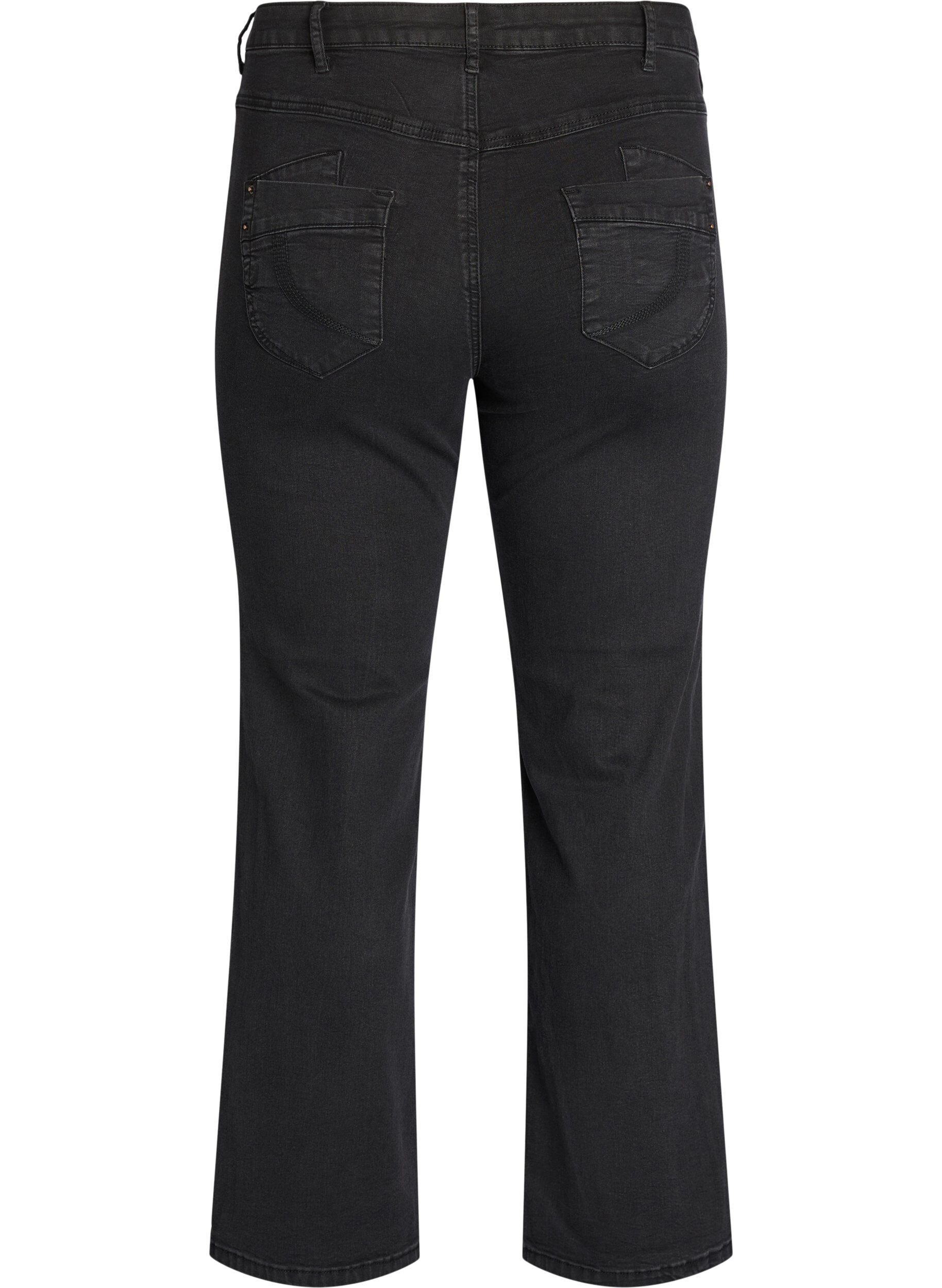 ZizziRegular fit Gemma jeans met hoge taille, Zwart, Packshot image number 1