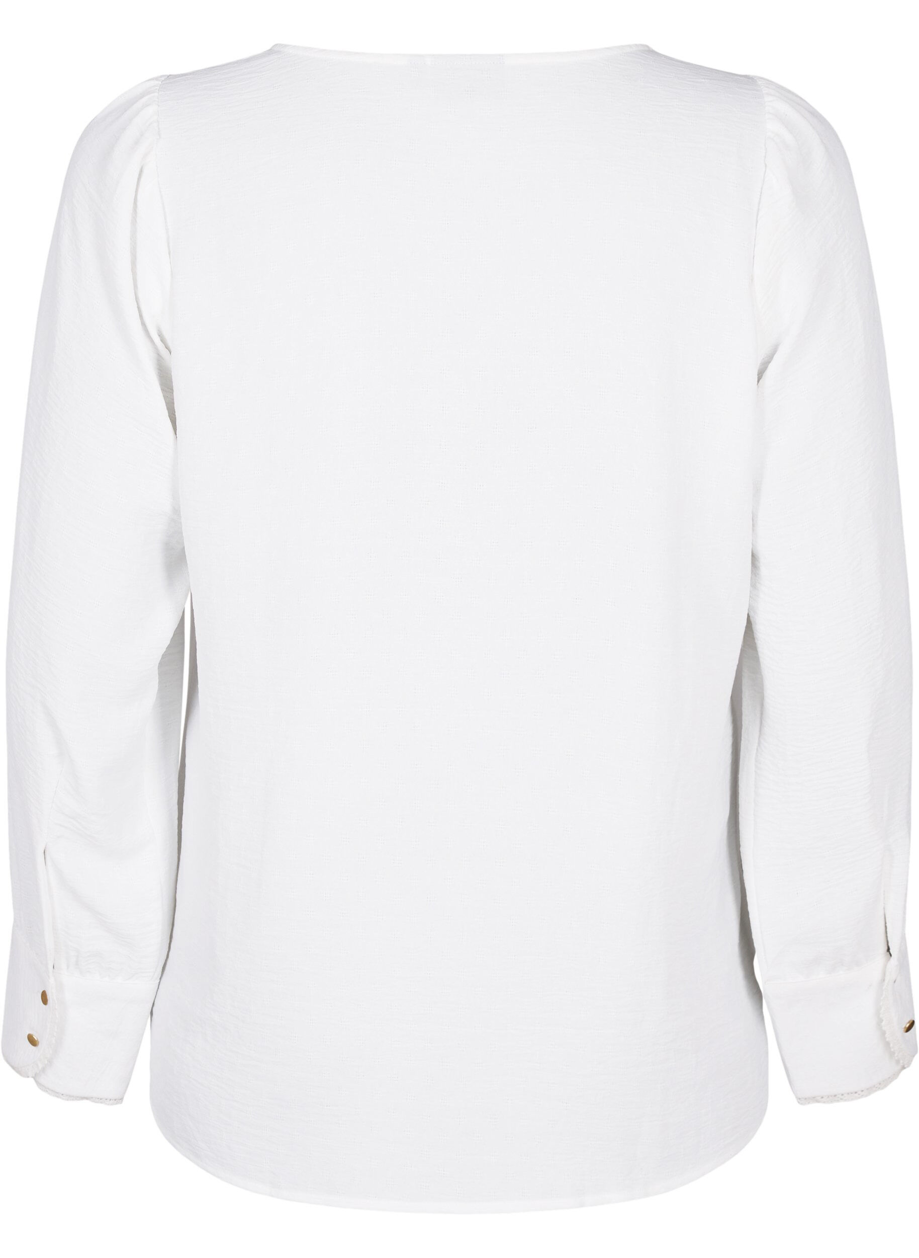 ZizziBlouse met lange mouwen en textuur, Bright White, Packshot image number 1