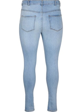 Slim fit jeans met slijtagedetails, Light Blue, Packshot image number 1