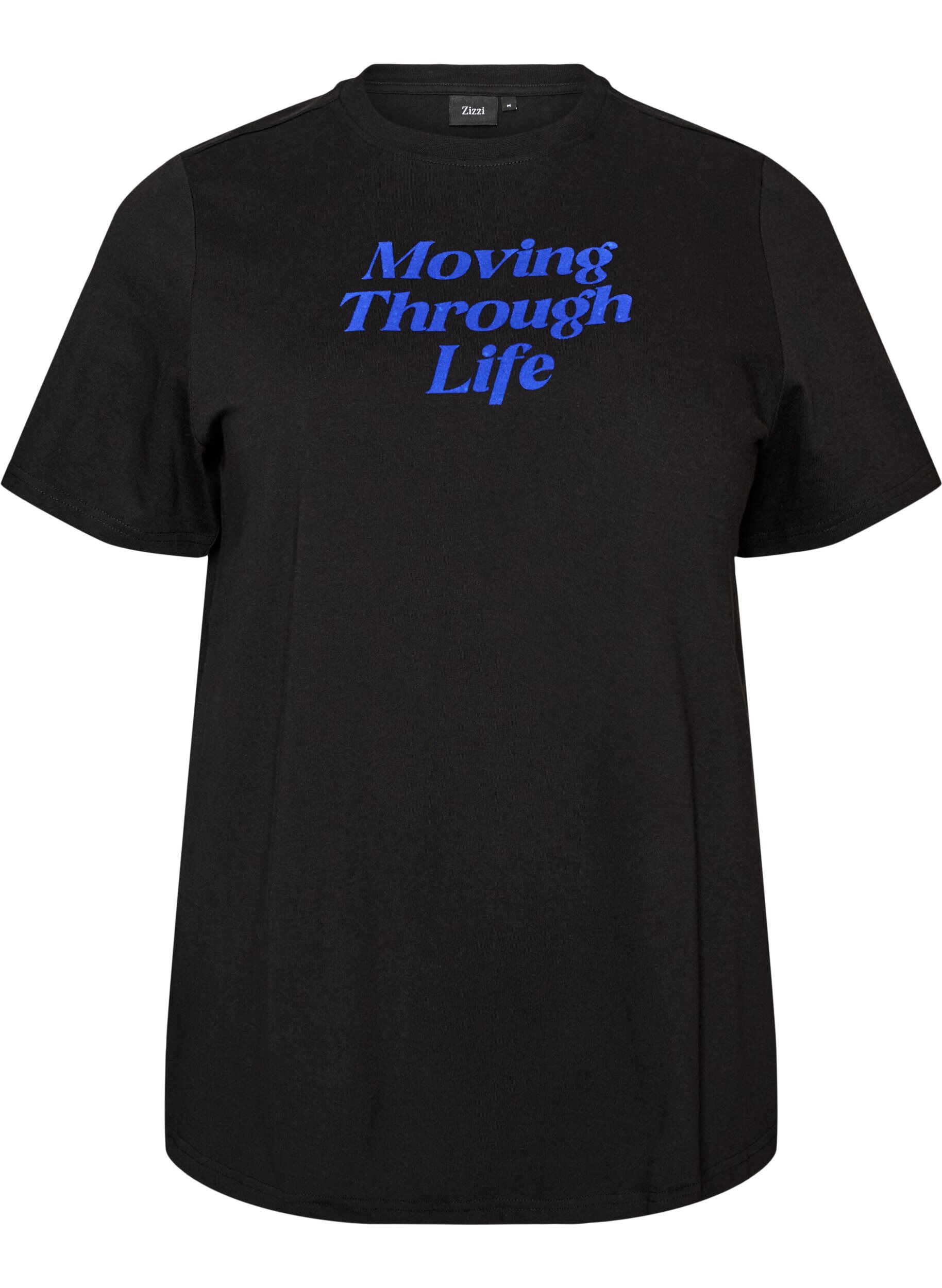 T-shirt en coton avec texte imprim&eacute;