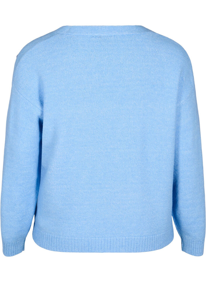 Korte gebreide cardigan met strikken, Della R. Blue Comb, Packshot image number 1