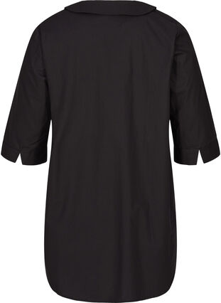 Tunique en coton à grand col, Black, Packshot image number 1