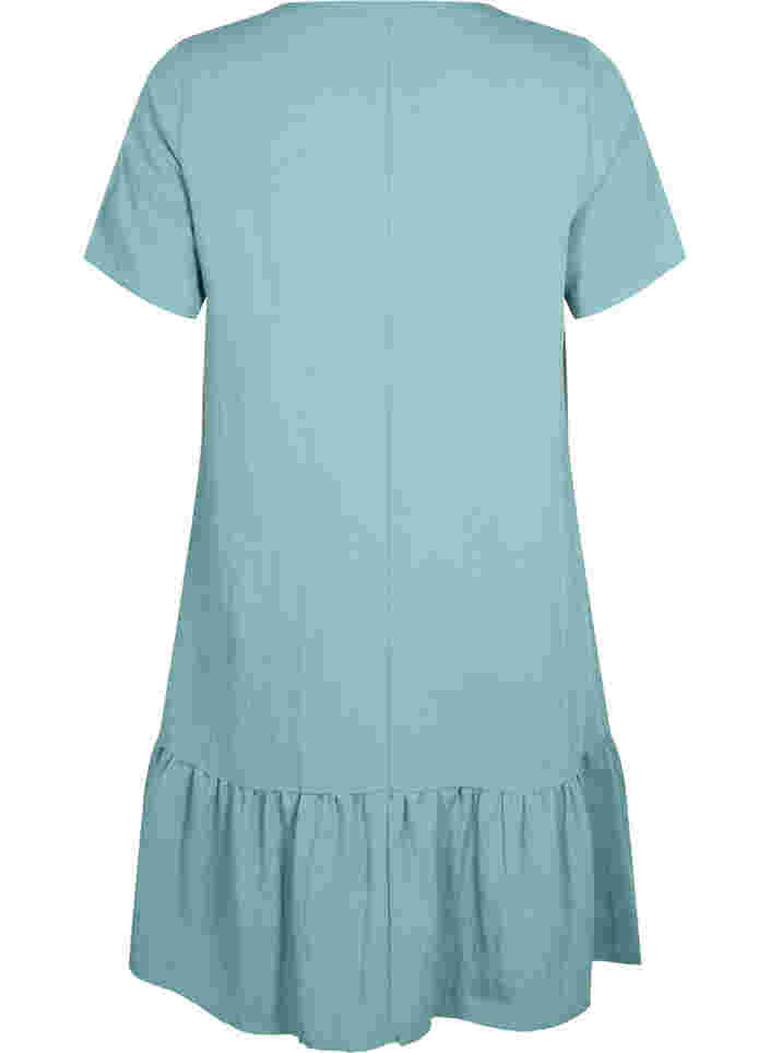 Viscose jurk met korte mouwen en v-hals, Sea Pine, Packshot image number 1