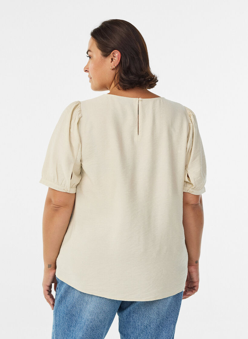 Viscose blouse met 1/2 mouwen, Beige, Model image number 2