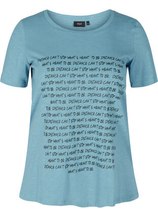 T-shirt avec imprimé en coton biologique, Blue Heaven Melange, Packshot image number 0