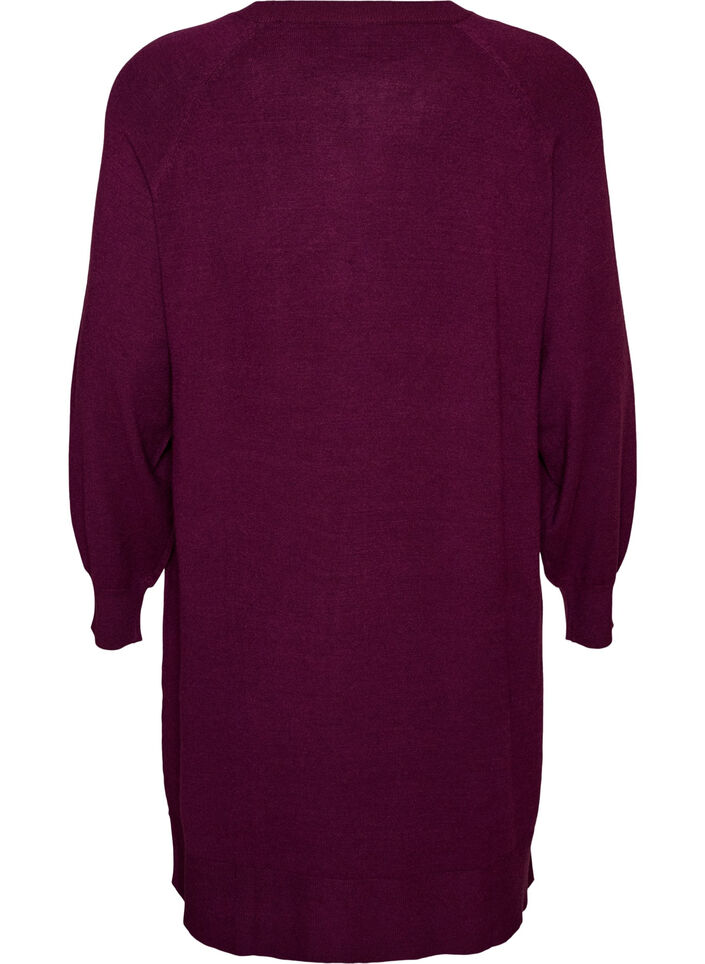 Robe courte en maille &agrave; manches raglan et couture centrale, Bordeaux, Packshot image number 1